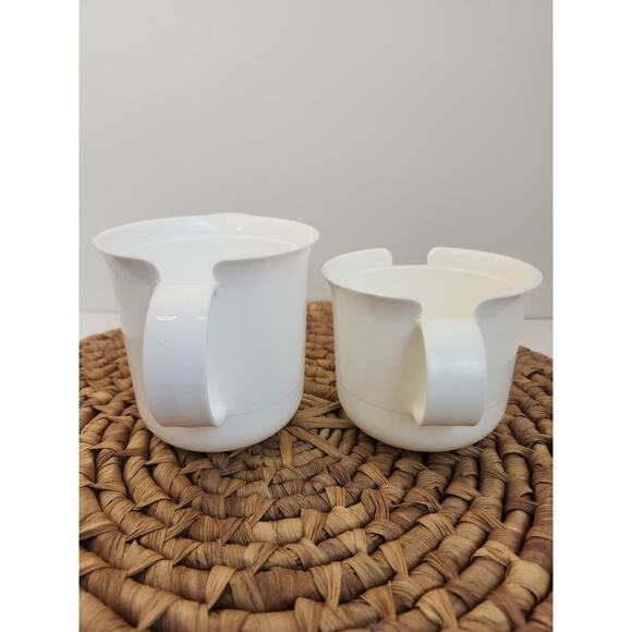 Tupperware Vintage Sugar & Creamer Spoon Set White Snap Lid Coffee Tea - Picture 6 of 12